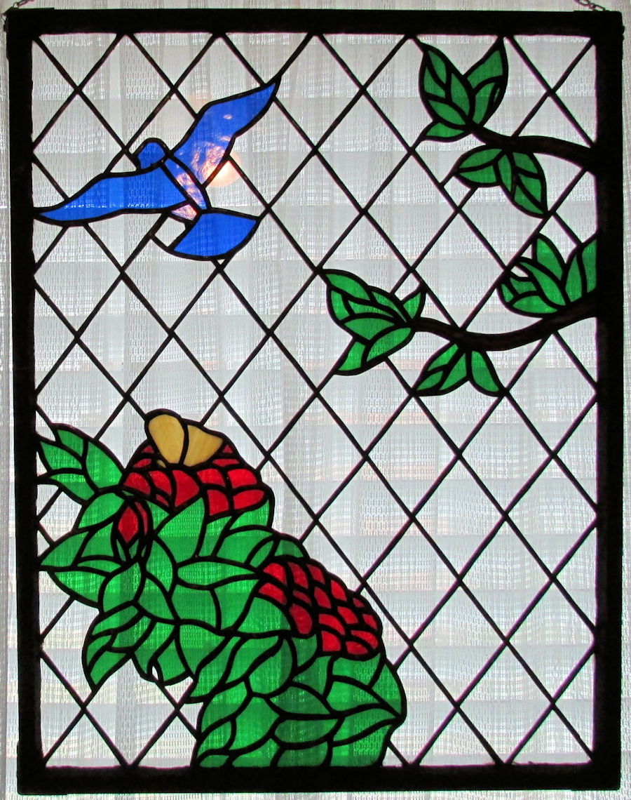 Stained Glass Bluebird window panel made in early 1980s